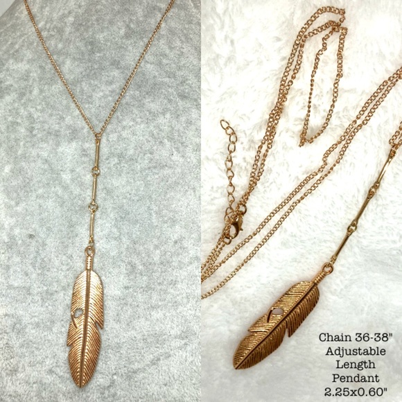 New Feather Pendant Extra Long Chain Boho Necklace - Picture 3 of 3
